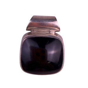 Sterling Silver & Onyx Vintage Pendant Marked Mexico Black Stone Jewelry